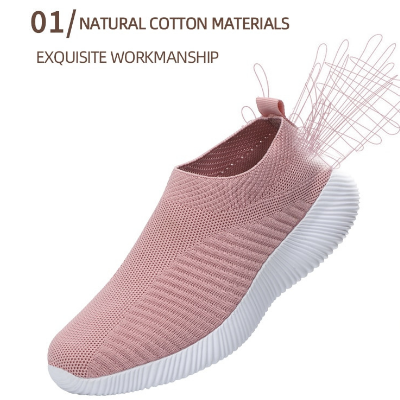 Women's Vulcanized Slip On Walking Flat Shoes